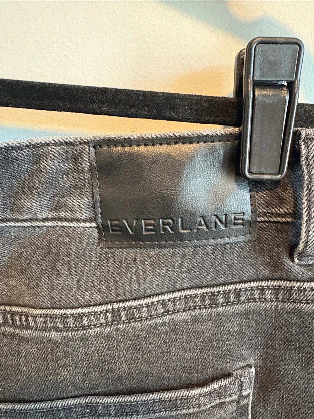 Everlane “The Long Denim Short” - Black High-Rise Frayed Hem Denim Shorts